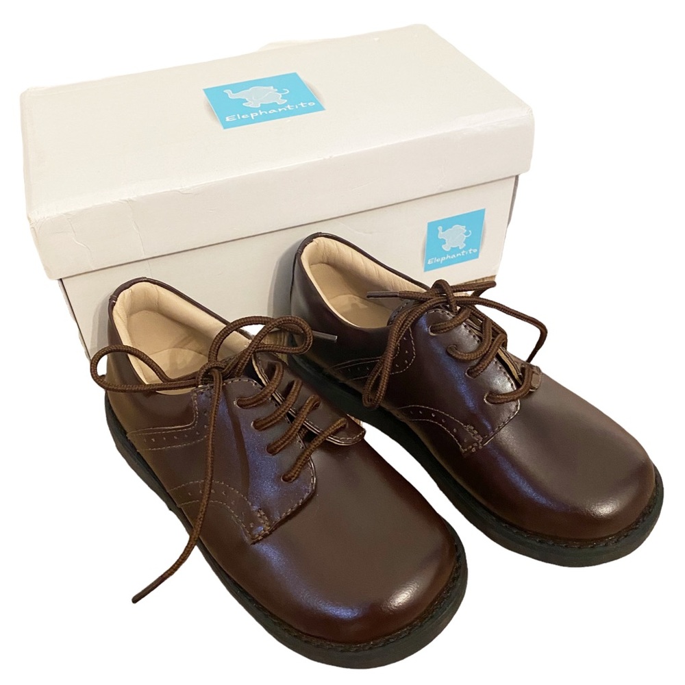Elephantito boys shoes toddler size 10 Like new brown dress scholar golfe